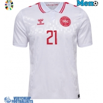 Denmark Morten Hjulmand #21 Replica Away Shirt Euro 2024 Short Sleeve
